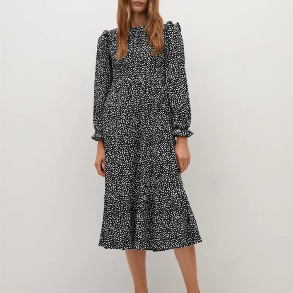Mango Black and White Midi Dress